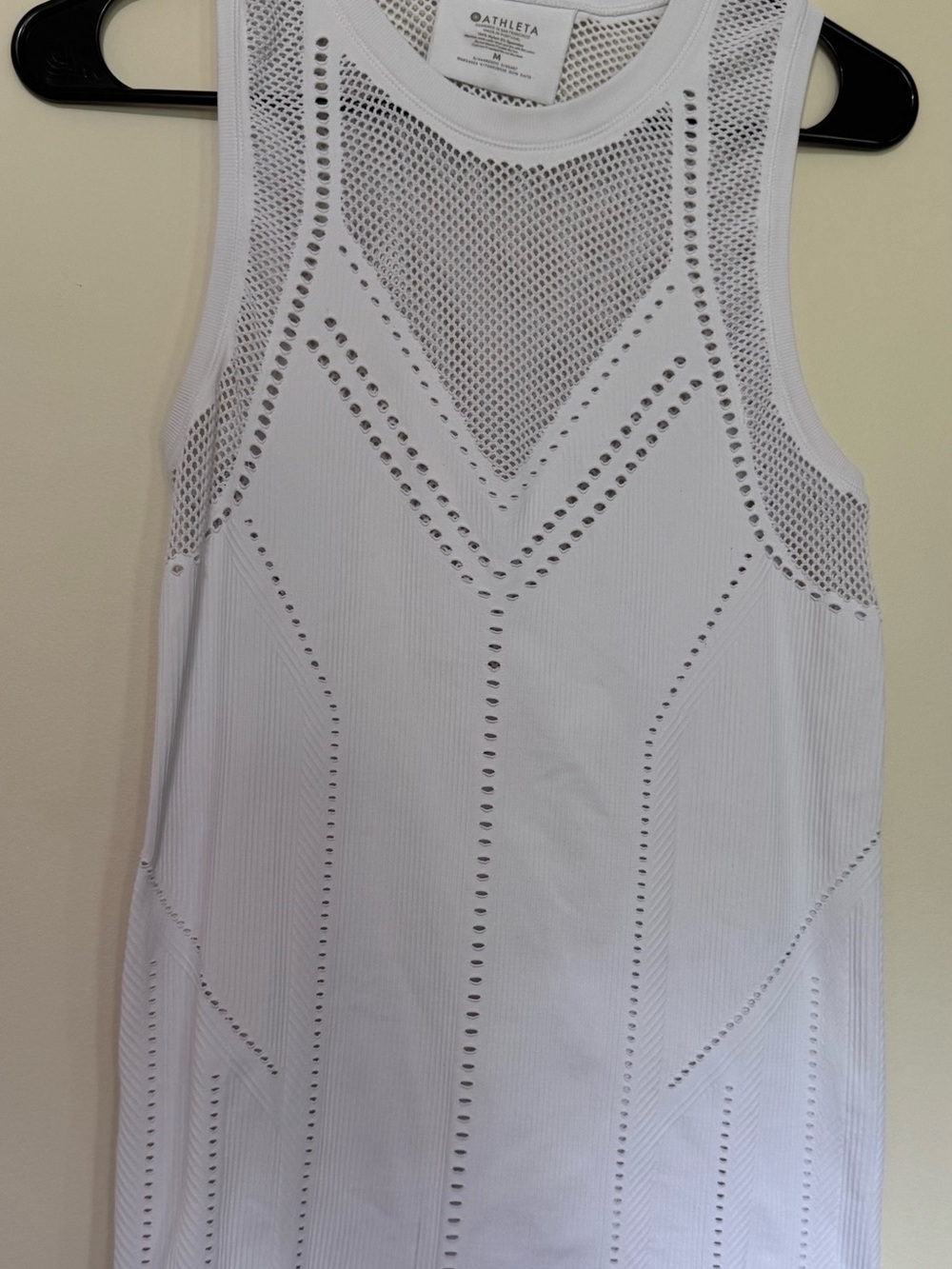 Athleta White Mesh-Panel Performance Tank Top